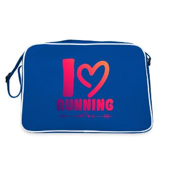 Ich liebe Rennen - Retro Tasche - Blau/Weiß - Hinten