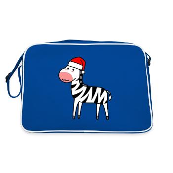 Zebra Comic Weihnachten Xmas - Retro Tasche - Blau/Weiß - Hinten