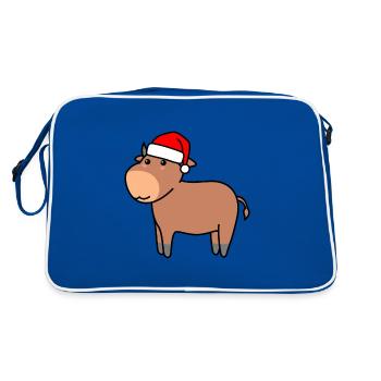 Stier Comic Weihnachten Xmas - Retro Tasche - Blau/Weiß - Hinten