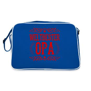 Weltbester Opa - Retro Tasche - Blau/Weiß - Hinten