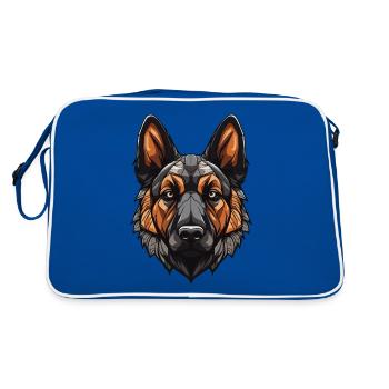 German Shepherd Dog Portrait - Retro Bag - blue/white - Back