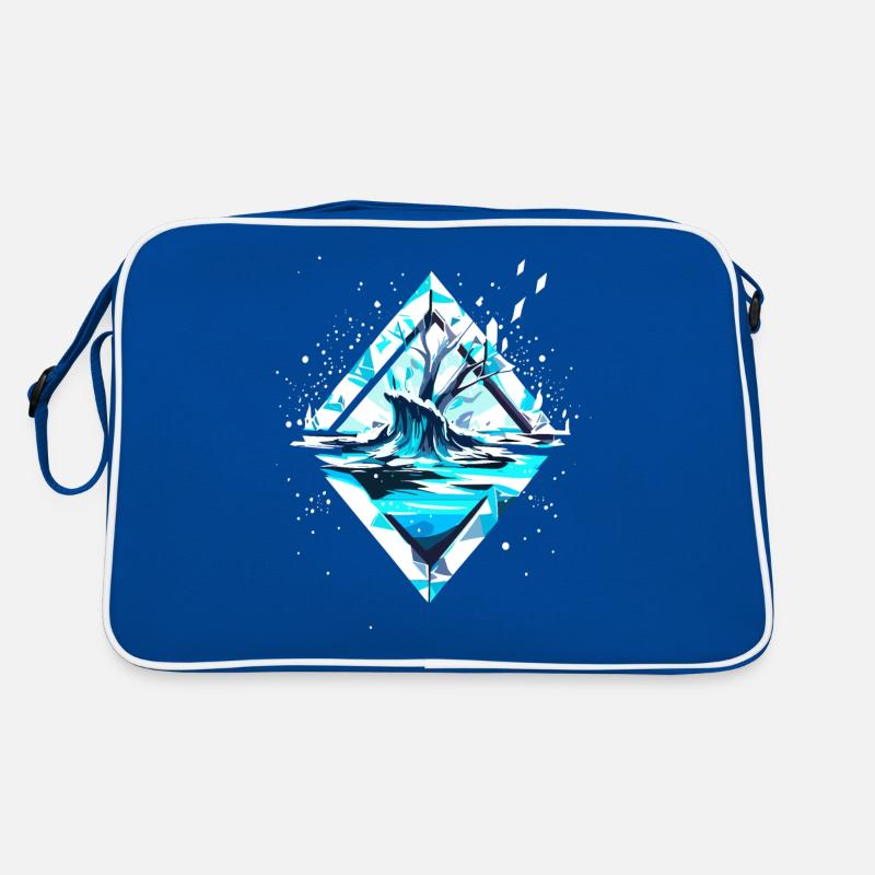 Schnee Eiskristall Winterlandschaft - Retro Tasche - Blau/Weiß