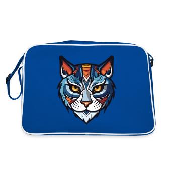 Cat Head - Retro Bag - blue/white - Back