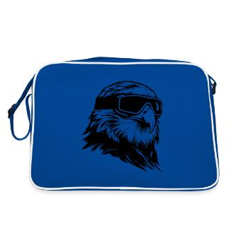 Adler Snowboard Ski Brille - Retro Tasche - Blau/Weiß - Hinten