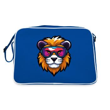 Löwe Ski Brille Comic - Retro Tasche - Blau/Weiß - Hinten