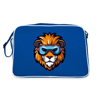 Ski Löwe Comic - Retro Tasche - Blau/Weiß - Hinten
