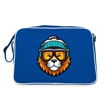 Löwe Snowboard Ski Brille Comic - Retro Tasche - Blau/Weiß - Hinten
