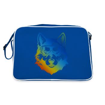 Wolf Snowboard Ski Brille Bunt - Retro Tasche - Blau/Weiß - Hinten
