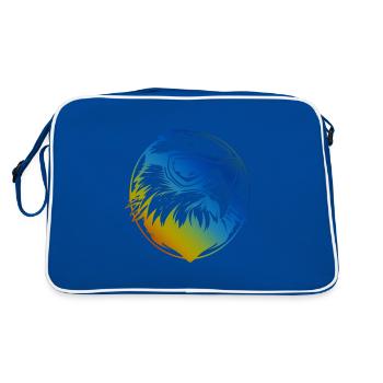 Ski Adler Snowboarder Bunt - Retro Tasche - Blau/Weiß - Hinten