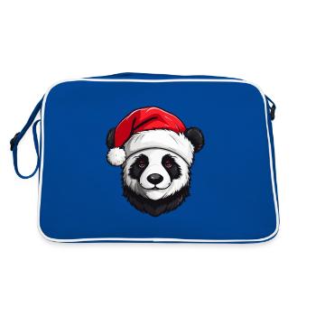 Panda Head Christmas Xmas - Retro Bag - blue/white - Back