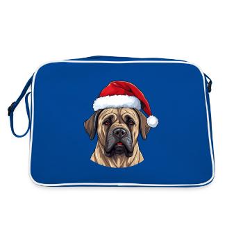 Portrait de Noël tête de chien Boerboel - Sac Retro - bleu/blanc - Dos
