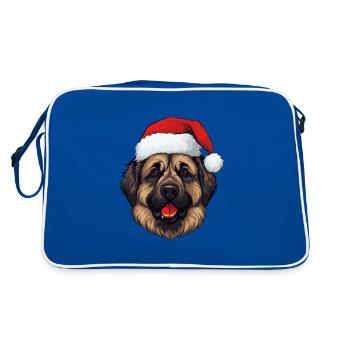Portrait de Noël tête de chien Leonberg - Sac Retro - bleu/blanc - Dos
