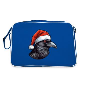 Crow Head Raven Christmas Portrait - Retro Bag - blue/white - Back