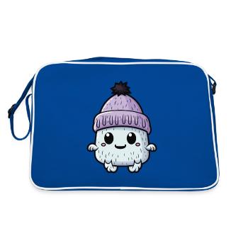 Eskimo Erkältung Winter Kreatur - Retro Tasche - Blau/Weiß - Hinten