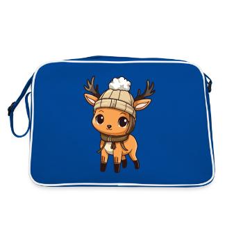 Reh Geweih Tier Baby Comic Winter - Retro Tasche - Blau/Weiß - Hinten