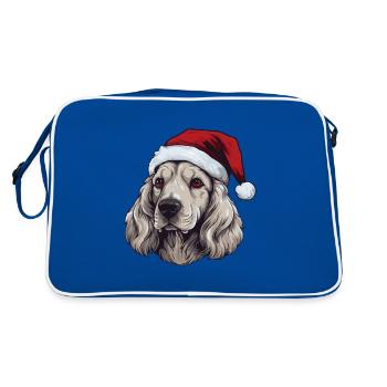 Tête de Noël de chien Cocker Spaniel - Sac Retro - bleu/blanc - Dos