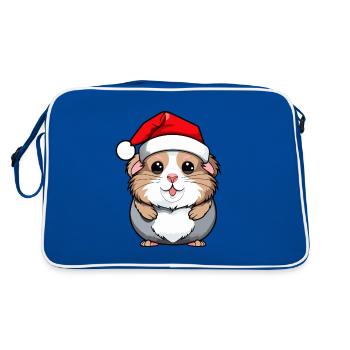 Hamster Weihnachten Tier Kopf - Retro Tasche - Blau/Weiß - Hinten