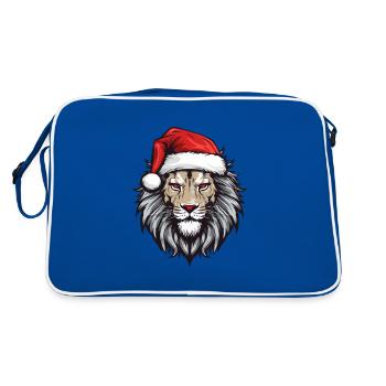 Lion Head Christmas Portrait - Retro Bag - blue/white - Back