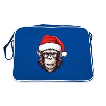 Monkey Head Christmas Portrait - Retro Bag - blue/white - Back