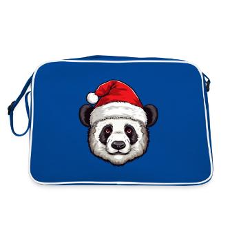 Panda Head Christmas Portrait - Retro Bag - blue/white - Back