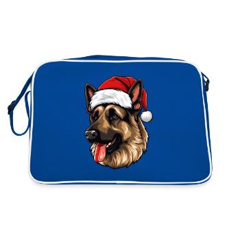 German Shepherd Dog Head Christmas Portrait - Retro Bag - blue/white - Back