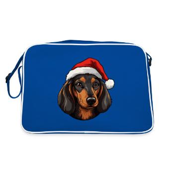 Tête de chien teckel Noël - Sac Retro - bleu/blanc - Dos
