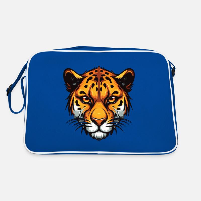 Gepard Kopf - Retro Tasche - Blau/Weiß