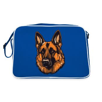 German Shepherd Dog Head - Retro Bag - blue/white - Back