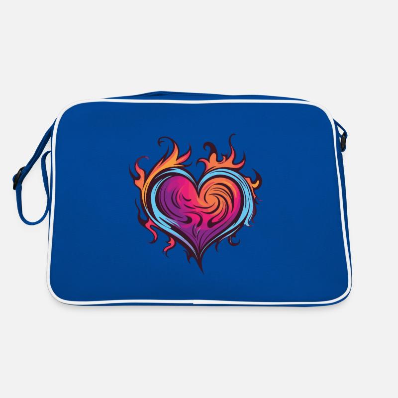 Heart, Fire, Love, Flame Retro Bag