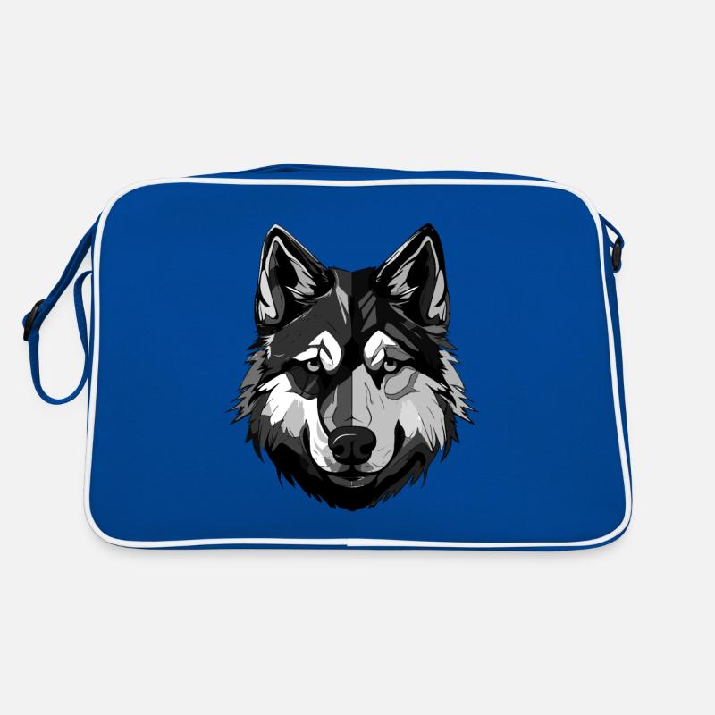 Tête d’animal de chien husky - Sac Retro - bleu/blanc