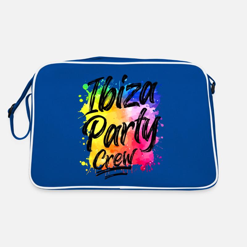 Ibiza Party Crew Bunt Klecks - Retro Tasche - Blau/Weiß