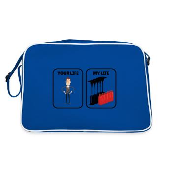 Funny sayings Gas prices Humor Fun Heating costs - Retro Bag - blue/white - Back