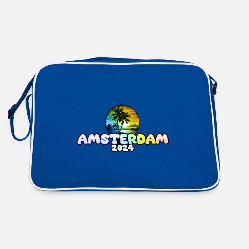 Amsterdam 2024 Palmen Bunt Retro Tasche
