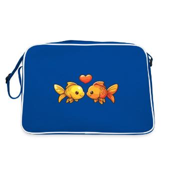 Goldfish Couple Pisces In Love Animal Valentine's Day - Retro Bag - blue/white - Back