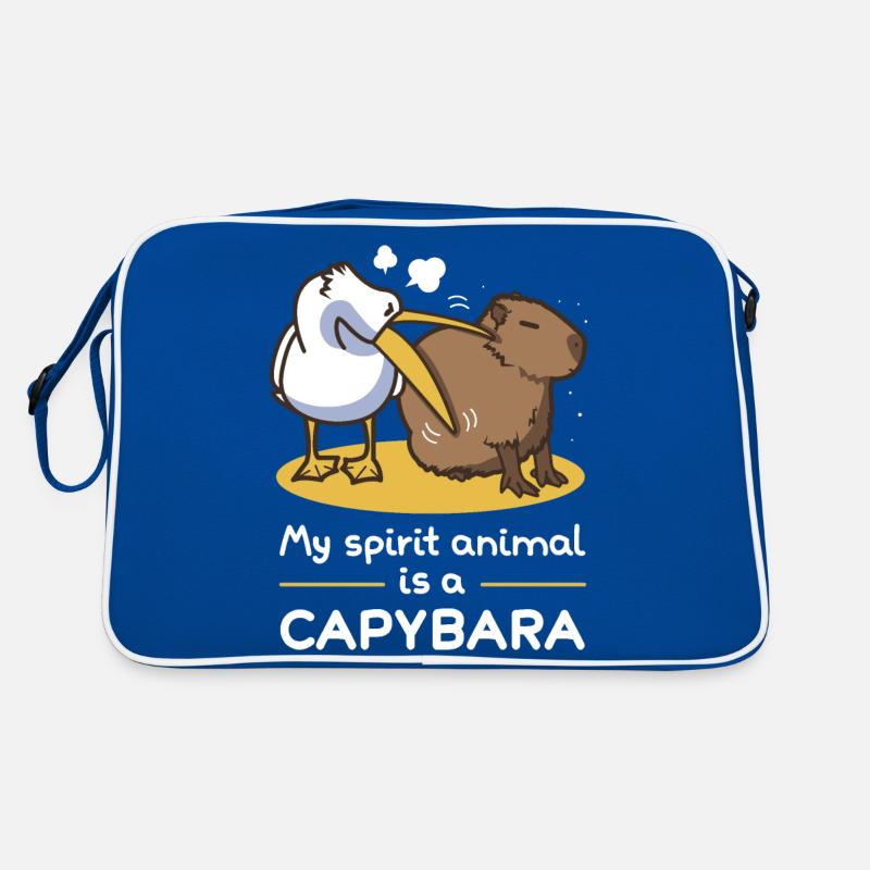 Mon animal est un capybara v2 - Sac Retro - bleu/blanc