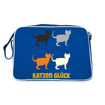 Cat Happiness - Retro Bag - blue/white - Back