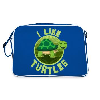 J’aime les tortues mignonne tortue amour amoureux des tortues - Sac Retro - bleu/blanc - Dos