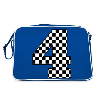 Number 4 checkered - Retro Bag - blue/white - Back