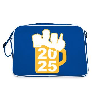 Bier Liga Logo 2025 Maßkrug - Retro Tasche - Blau/Weiß - Hinten