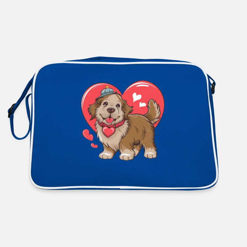 Neufundländer Hund mit großem Herzen Retro Tasche