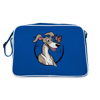 lévrier de dessin animé avec papillon mignon - Sac Retro - bleu/blanc - Dos