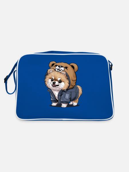 Pomeranian Spitz in cartoon look for dog owners - Retro Bag - blue/white - Back