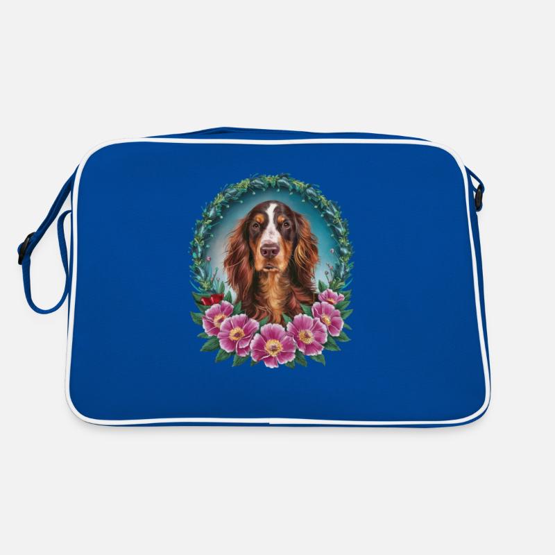 Chien Setter Irlandais mignon avec des fleurs Sac Retro