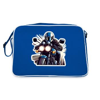 Retro Speed Biker - Retro Tasche - Blau/Weiß - Hinten