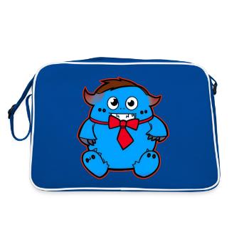 Mignon monstre zombie bleu avec arc rouge - Sac Retro - bleu/blanc - Dos