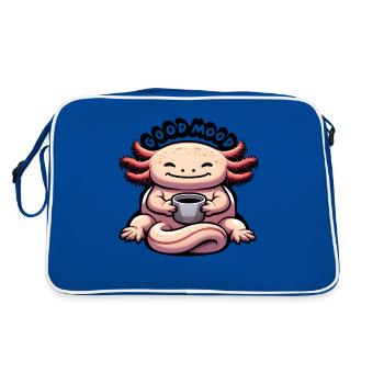 Kaffee und Azalotl - Retro Tasche - Blau/Weiß - Hinten