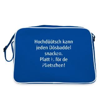 Plattdeutsch für die schlauen Platt för Plietschen - Retro Tasche - Blau/Weiß - Hinten