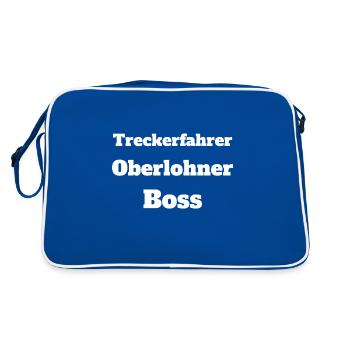 Treckerfahrer Oberlohner Lohner Lohnunternehmer - Retro Tasche - Blau/Weiß - Hinten