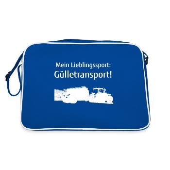 Mein Lieblingssport Gülletransport Gülle fahren - Retro Tasche - Blau/Weiß - Hinten