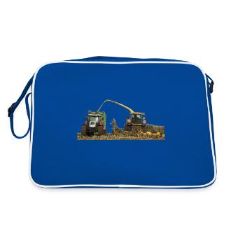 Corn chop chopper farmer agriculture - Retro Bag - blue/white - Back